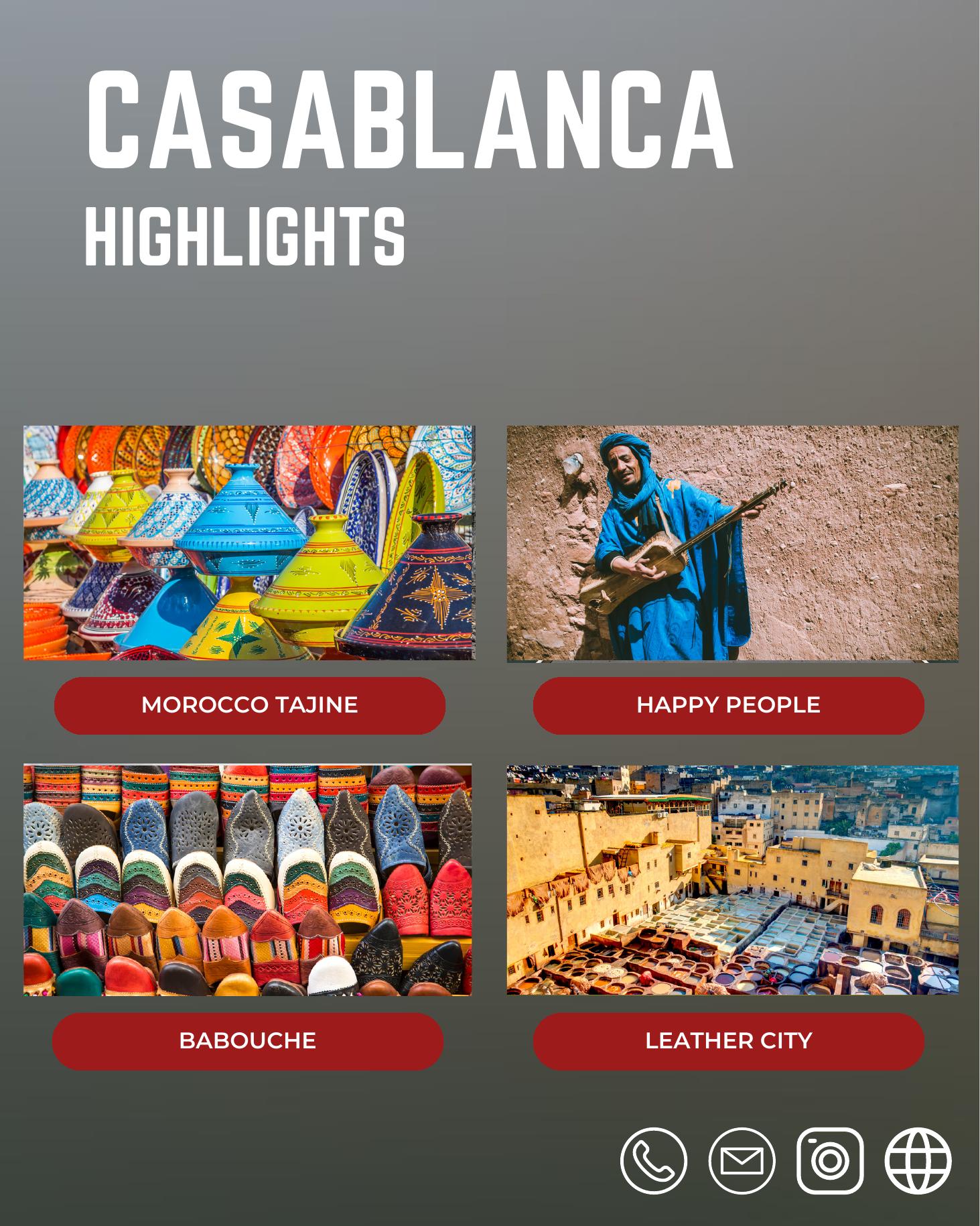 Casablanca highlights: tajines, music, leather city